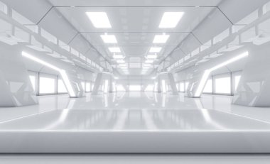 Soyut arka plan, bilim kurgu modern ürün sunumu için fütürist kaidesi. 3B Hazırlama