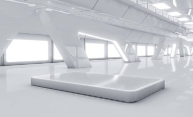 Soyut arka plan, bilim kurgu modern ürün sunumu için fütürist kaidesi. 3B Hazırlama