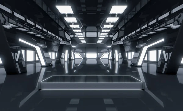 Futuristisch Leeg Podium Moderne Toekomst Achtergrond Technologie Sci Interieur Concept — Stockfoto