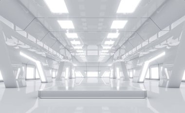 Soyut arka plan, bilim kurgu modern ürün sunumu için fütürist kaidesi. 3B Hazırlama