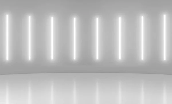 Cena Parede Mínima Futurista Abstrata Com Iluminação Neon Brilhante Vertical — Fotografia de Stock