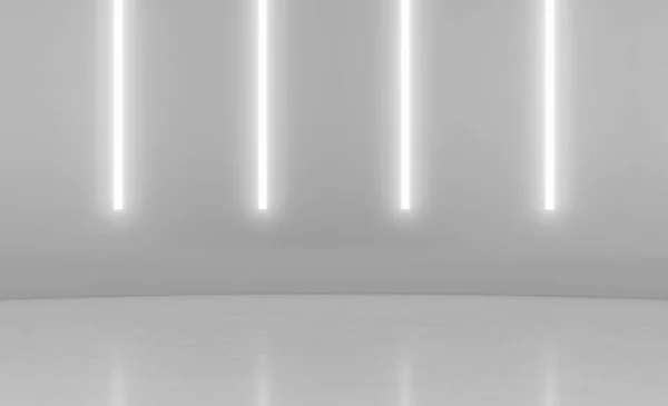 Abstract Futuristic minimal wall scene with vertical glowing neon lighting. Product display presentation empty room concept . 3D Rendering