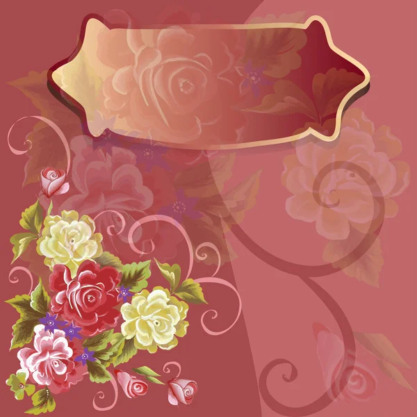 Vektor-Plakette auf Blumen Hintergrund Farben — Stockvektor