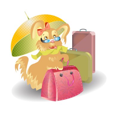 Dog seyahat bavul karikatür