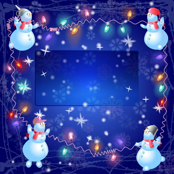 The christmas  snowmen hang out the bulb — Stock Vector