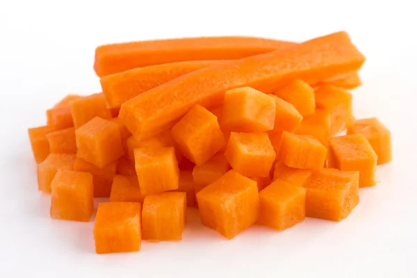 Carrots neatly chopped — Zdjęcie stockowe