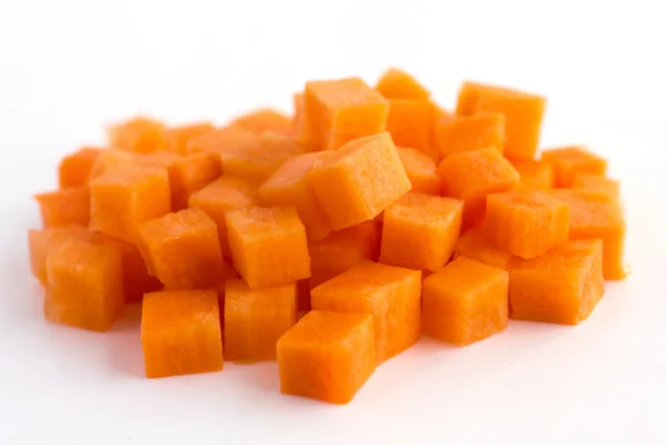 Carrot neatly chopped into cubes — Stock Photo, Image