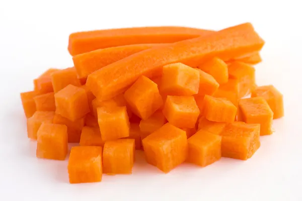 Carrot neatly chopped into cubes — Stock Photo, Image