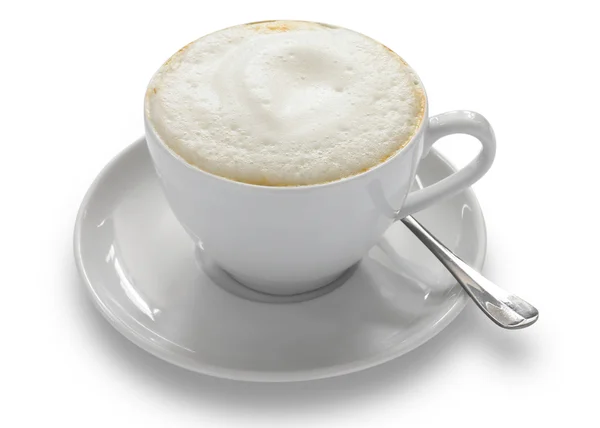 Cappuccino mit einem schaumigen weißen Oberteil — Stockfoto