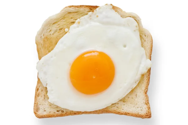 Τηγανητό αυγό στο λευκό τοστ από ψηλά. — Φωτογραφία Αρχείου