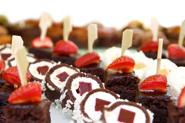 Mixed mini sweet canape desserts — Stock Photo, Image