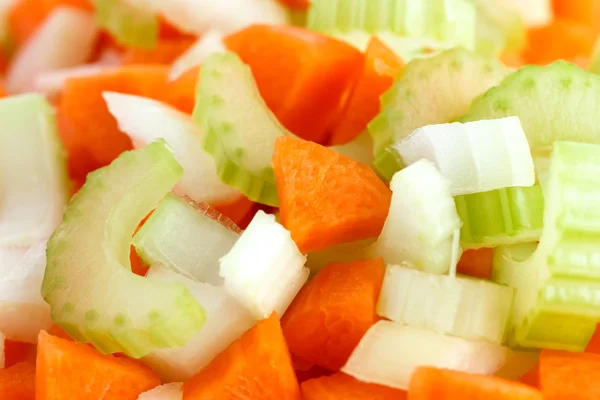 Mezcla clásica de zanahorias, apio y cebolla — Foto de Stock