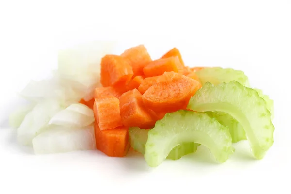 Mistura clássica de cenouras, aipo e cebola — Fotografia de Stock