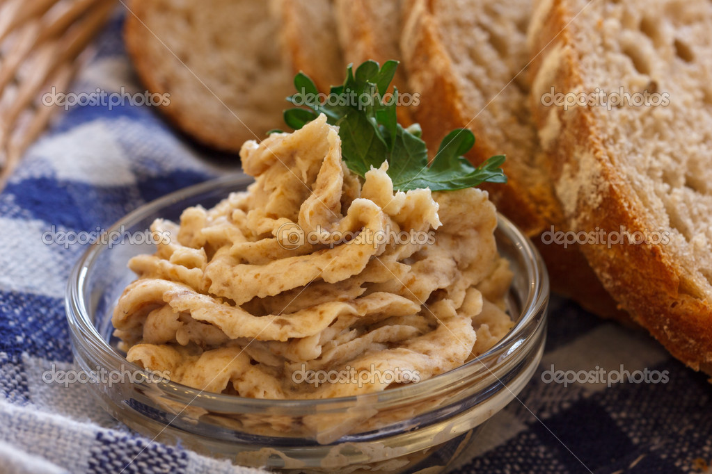 Traditional dark lard spread with bread Stock Photo by ©movingmoment 46505261