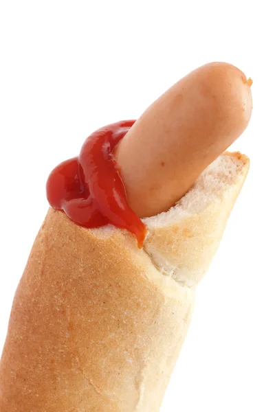 Tradycyjne Europejskiej Hot-Dog chrupiące bułki i z ketchupem — Zdjęcie stockowe