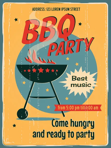 Affiche de fête BBQ — Image vectorielle