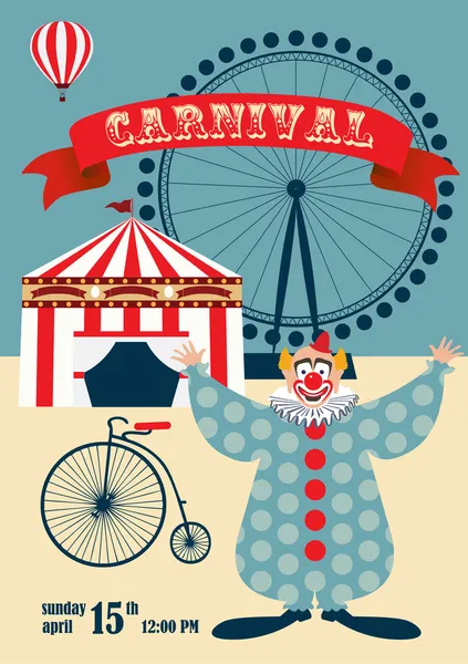 Vintage carnival or circus poster — Stock Vector
