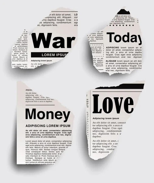 Torn newspaper with important headlines — Stock Vector