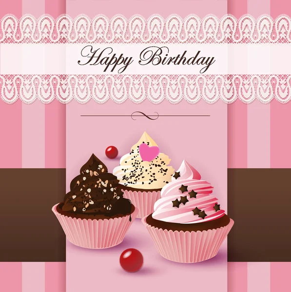 Joyeux anniversaire cupcake. — Image vectorielle