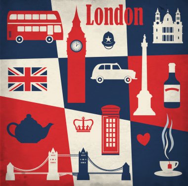 Londra sembolleri ile desen