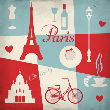 Retro paris temalı kolaj