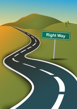 ROAD WITH A RIGHT WAY SIGN clipart