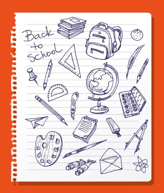 mavi mürekkep okul doodles