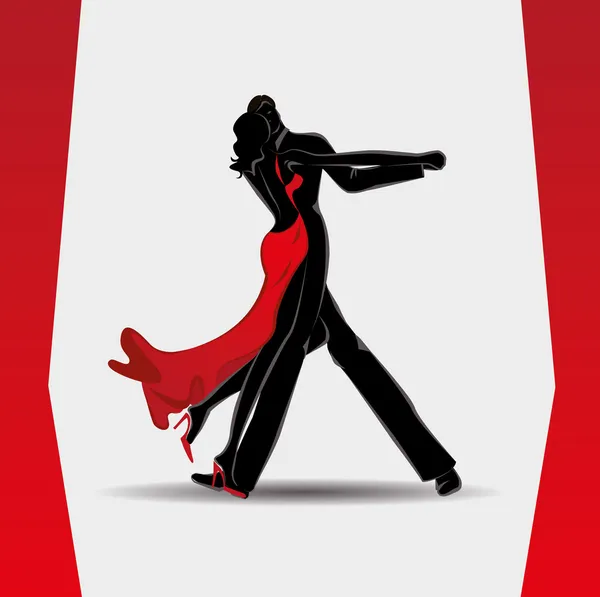 Silhouette of dancing couple — Stock Vector