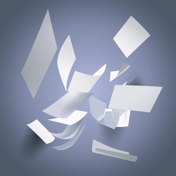Paper sheets falling down — Stock Vector