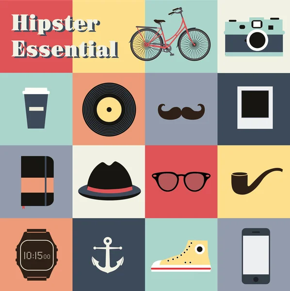 Podstawowe ikony Hipster — Wektor stockowy