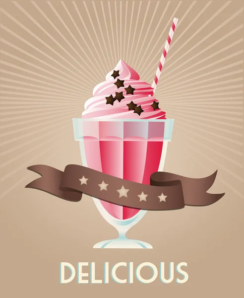 Milkshake aux fraises — Image vectorielle