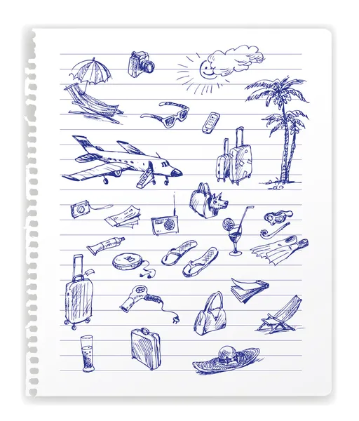 ÂGE DES SKETCHES DE VOYAGE À L'INK BLEU — Image vectorielle