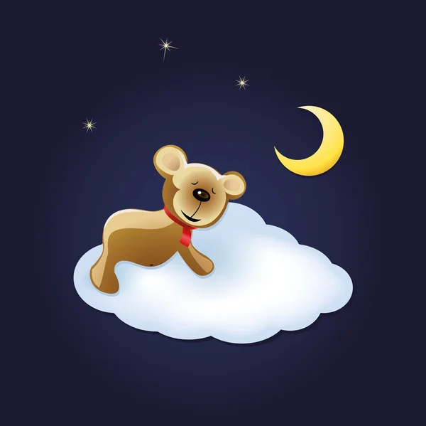 Bear sleeping on the cloud — Stock Vector