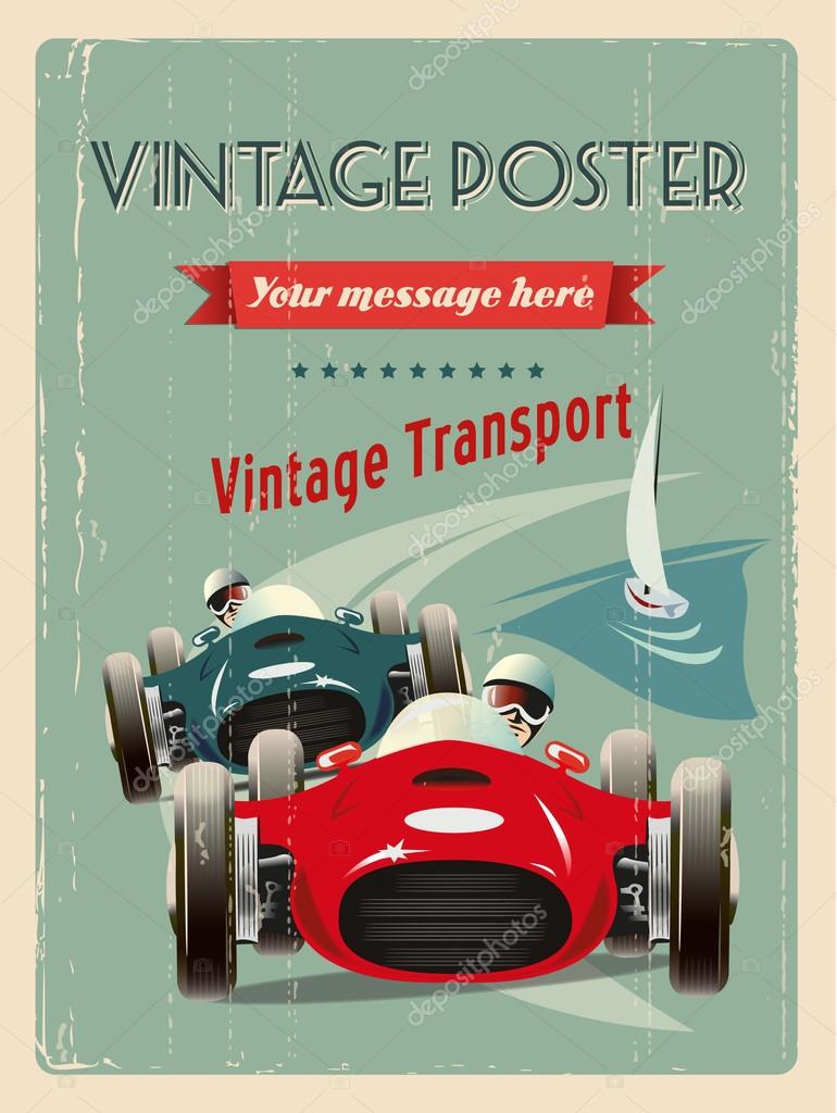 RETRO DISTRESSED GRAND PRIX POSTER WITH SAMPLE TEXT