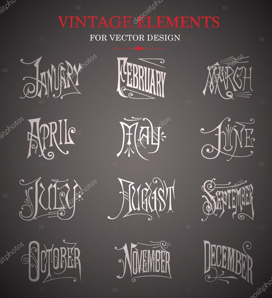 DIGITAL COLLAGE OF SKETCHES OF ORNATE MONTHS