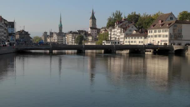 Zurich Suisse Septembre 2021 Matin Automne Vue Sur Pont Rudolf — Video