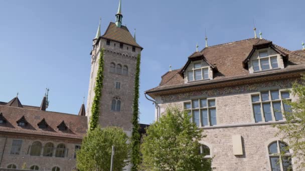2021 Zurich Switzerland Landesmuseum Building Filmed Cultural History Museum Presents — Stockvideo