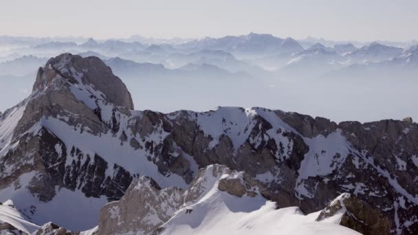 Horská Krajina Švýcarsko Sntis Oblast Velká Hora Vlevo Obrázku Pozadí — Stock video