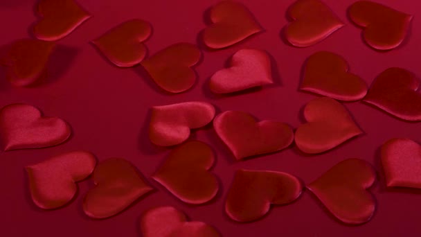 San Valentín Día de San Valentín fondo rojo. San Valentín rojo, corazones vuelan y dejan espacio libre para el texto. — Vídeos de Stock