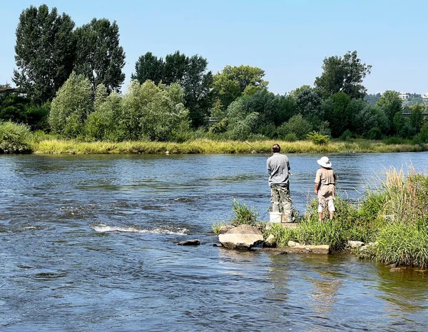 Summer Fishing River Stock Photo — Fotografia de Stock