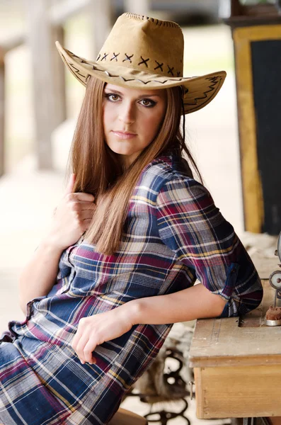 Lány-western kalap — Stock Fotó