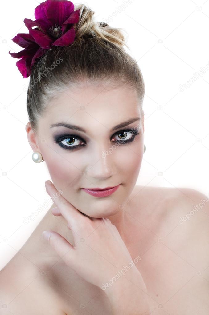 Girl with hairstyle and make-up