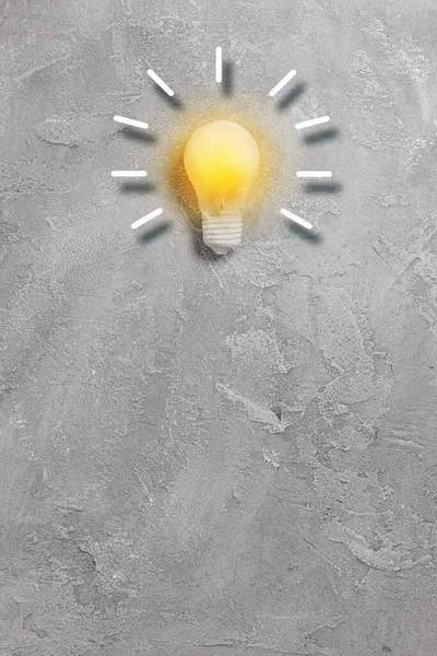Attention Glowing Light Bulb Text Gray Concrete Background Successful Business — Stock Photo, Image
