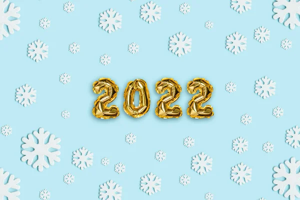 2022 Balões Folha Ouro Com Decoração Neve Neve Natal Com — Fotografia de Stock