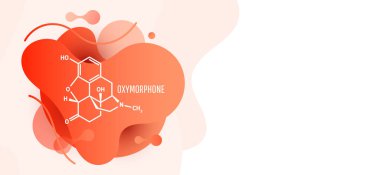 Oxymorphone opioid analjezik ilaç molekülü, iskelet kimyasal formül, vektör çizimi
