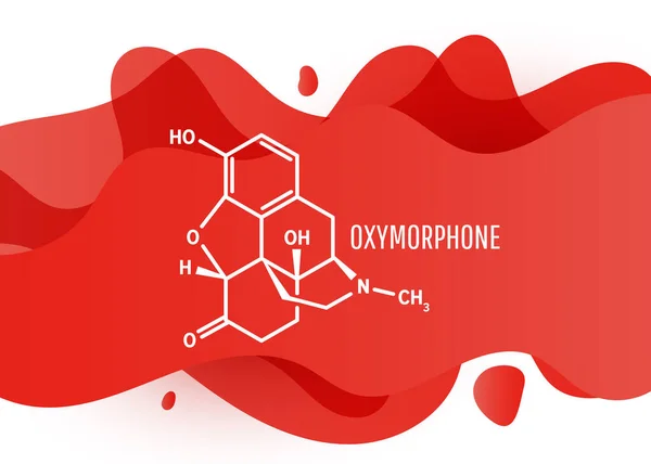 Oxymorphone Opioid Analgesic Drug Molecule Skeletal Chemical Formula Red Liquid — Stock Vector