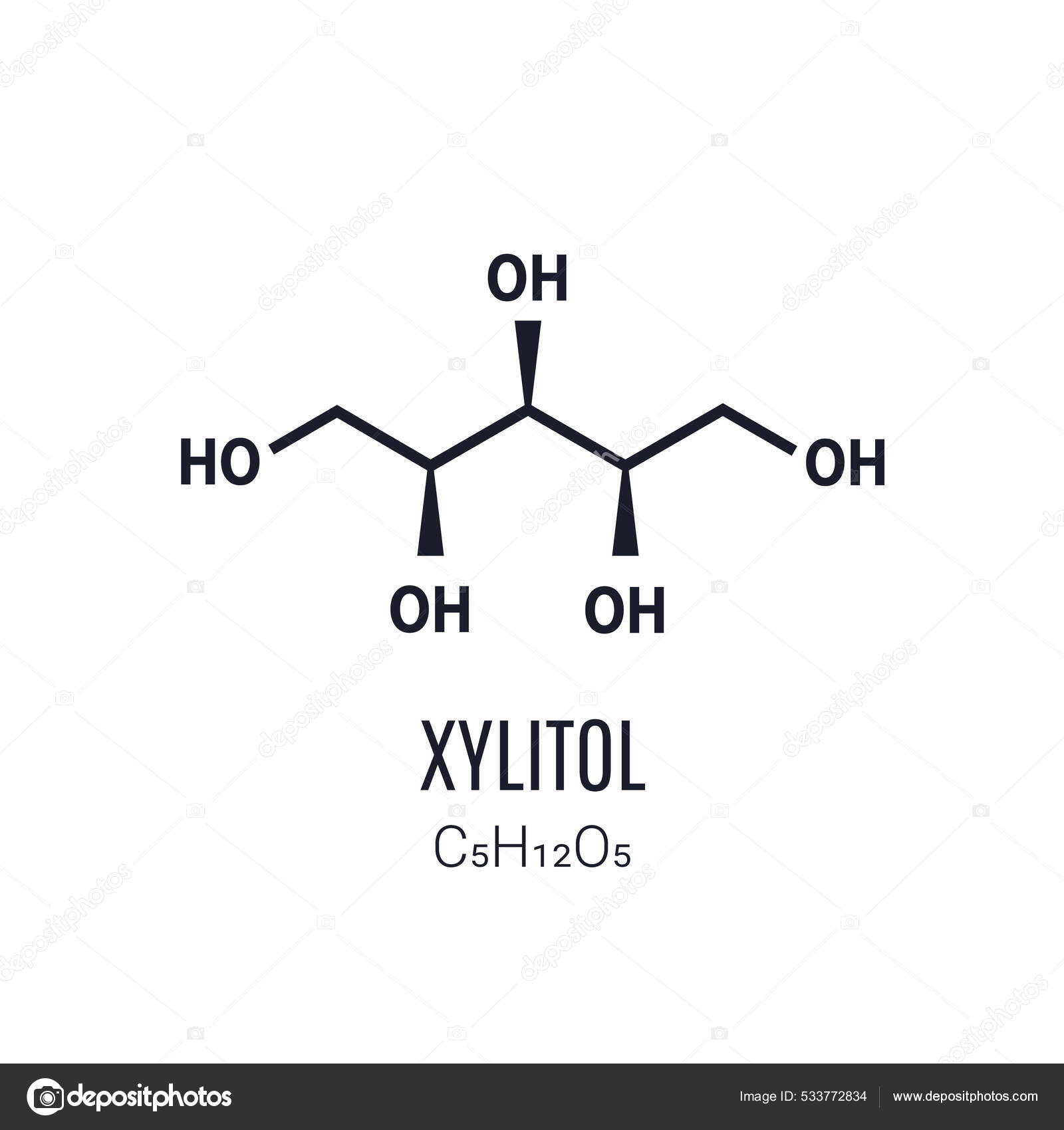 Estructura Molecular Del Xilitol Fórmula Química Esquelética Xilitol