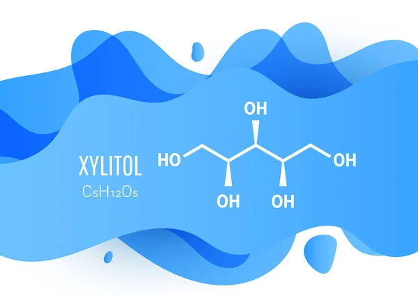 Xylitol Molécule Édulcorant Artificiel Avec Des Formes Liquides Sur Fond — Image vectorielle