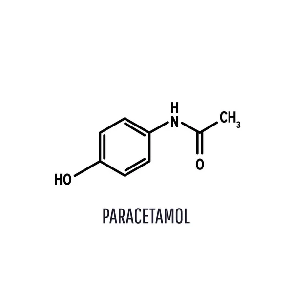 Paracetamol Moleculaire Structuur Witte Achtergrond Chemische Formule Van Het Skelet — Stockvector