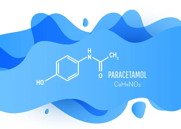 Paracetamol Kosterní Chemický Vzorec Vektorové Ilustrace Kopírovacím Prostorem Tekutými Tvary — Stockový vektor